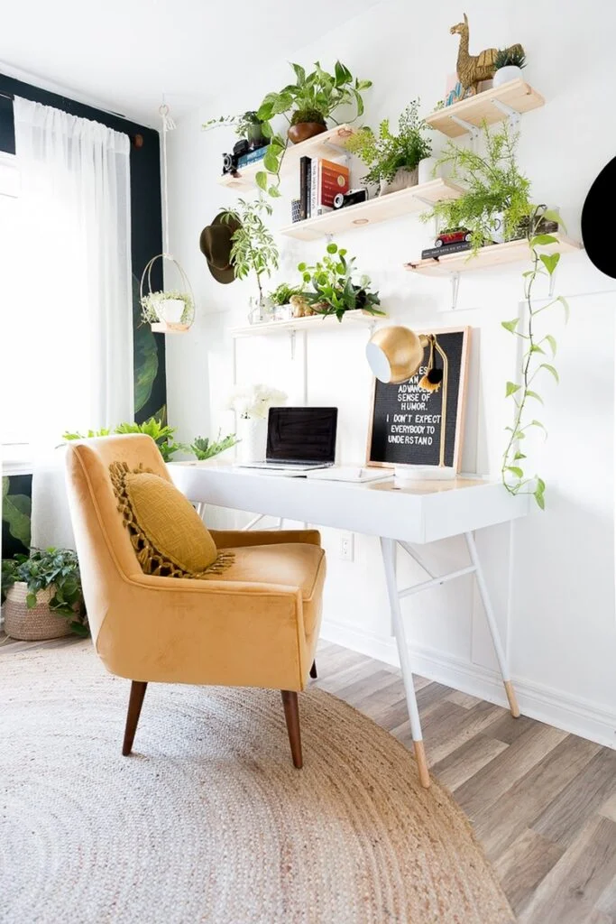Tiny Living Room Desk Ideas Floating Wall Desk With Shelving