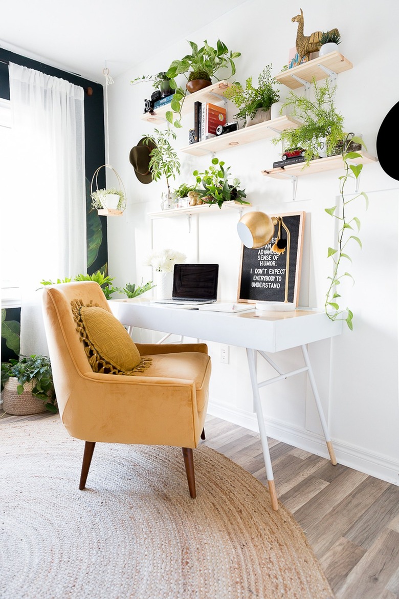 Tiny Living Room Desk Ideas Floating Wall Desk With Shelving