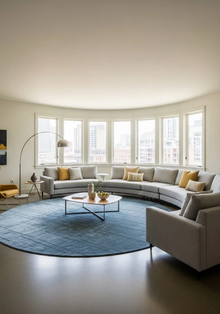 Use a Round Rug for Curved Layouts