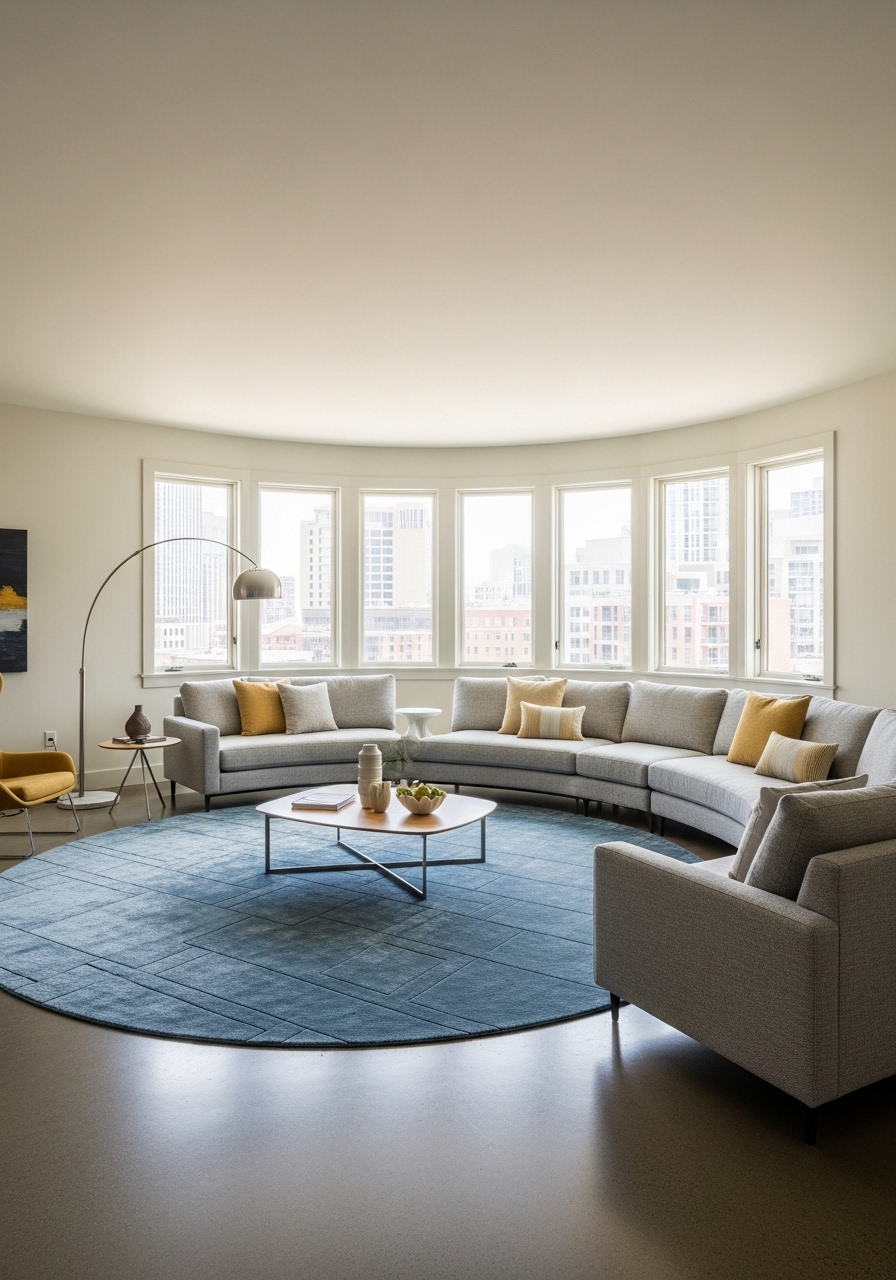 Use a Round Rug for Curved Layouts