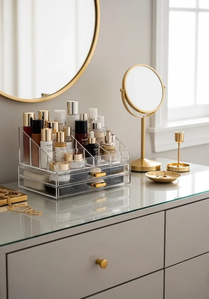 Acrylic Organizer + Gold Accents for Modern Luxury