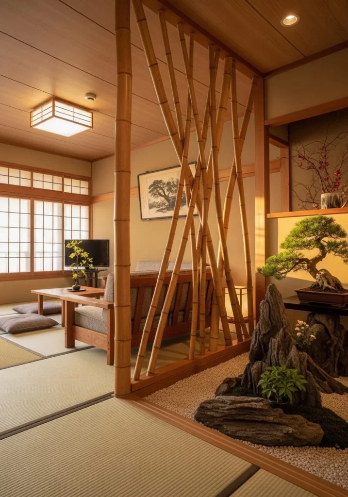 Bamboo Room Divider Natural Flow Structure