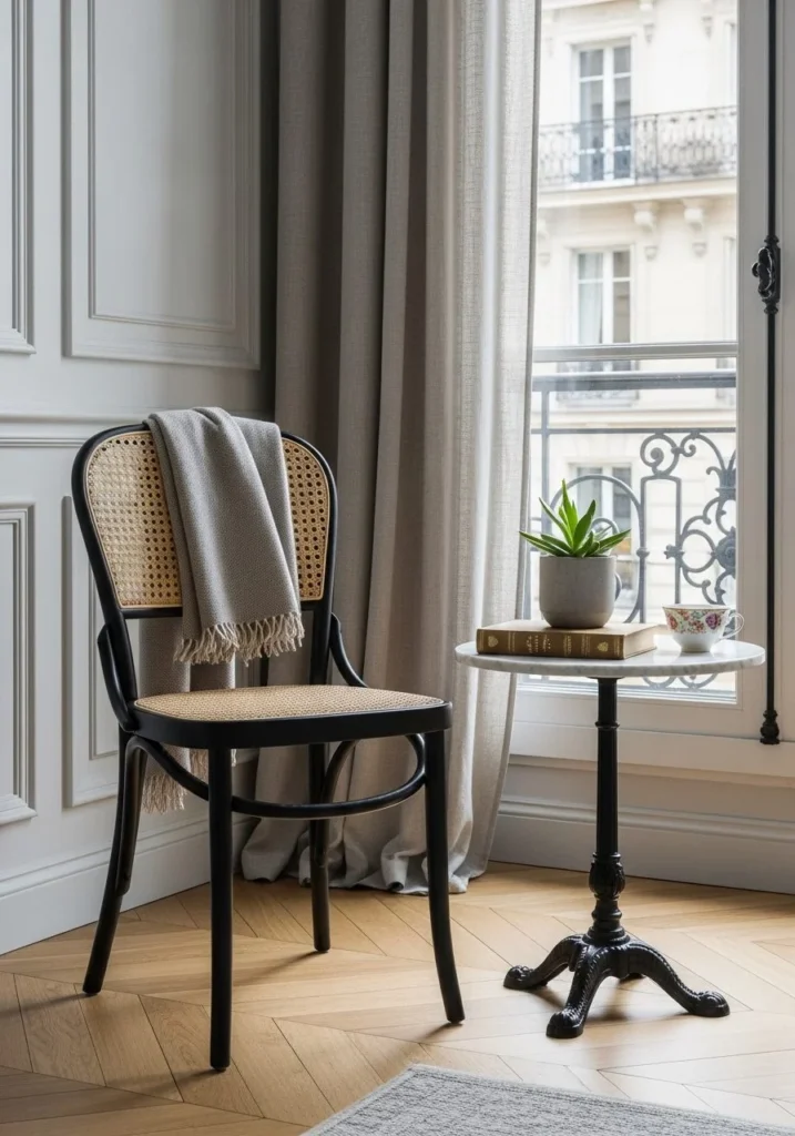 Black Iron French Bistro Chair Accent