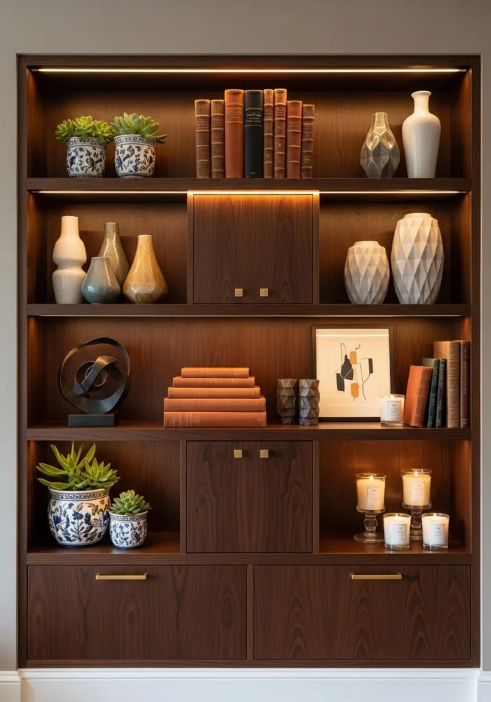 Built-In Shelving With Styled Decor