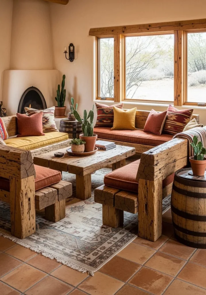 Chunky Wooden Benches for Casual, Grounded Seating