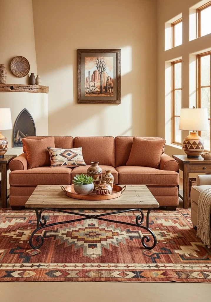 Clay-Toned Upholstered Sofa