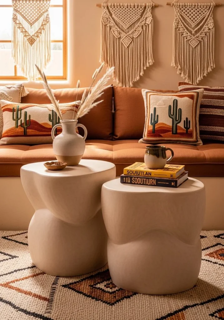 Clay or Plaster Side Tables for Organic Form