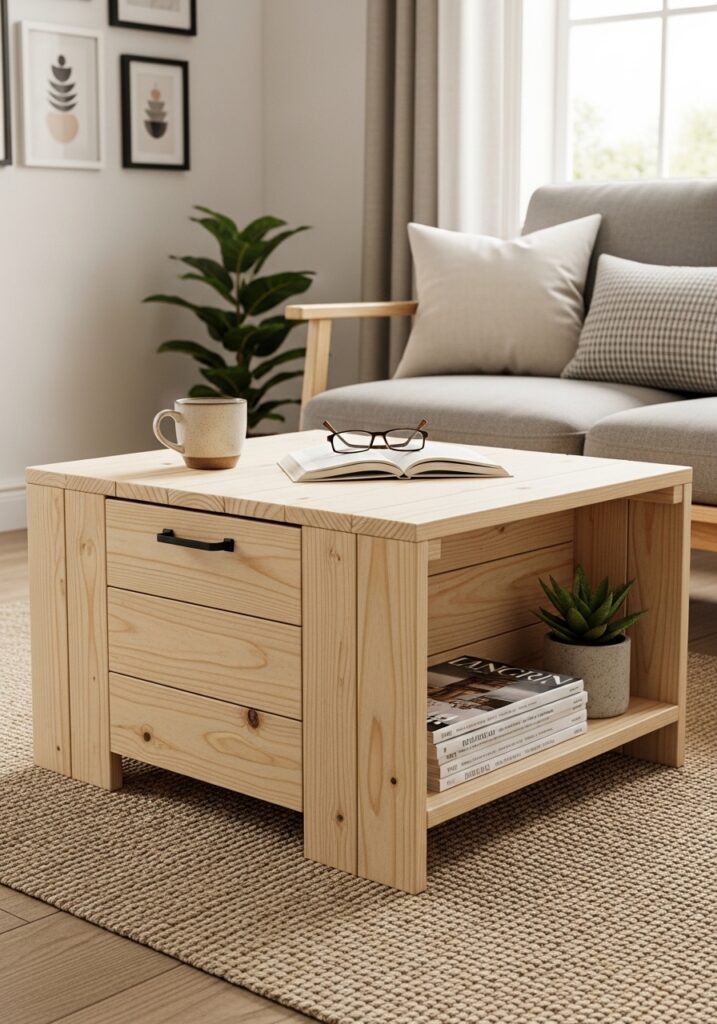 DIY Compact Coffee Table with Storage