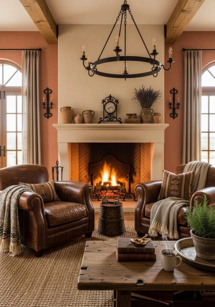 Distressed Leather Armchairs for Warm Rustic Comfort