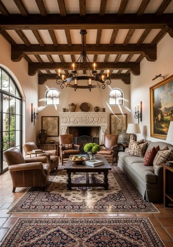 Exposed Wooden Beam Ceiling Structure