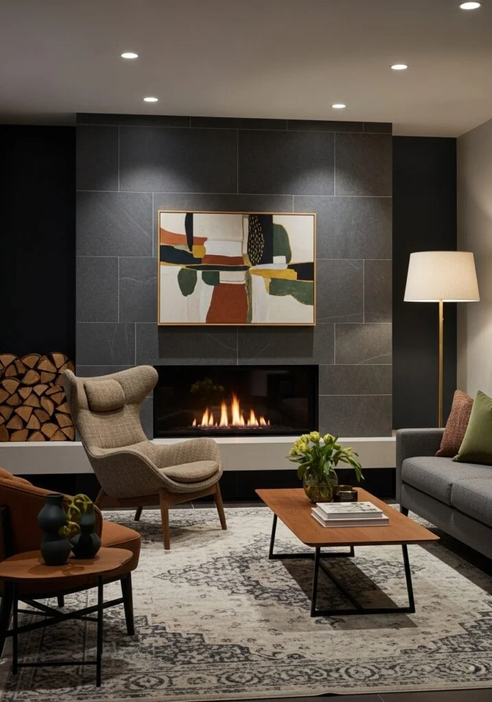 Fireplace Luxury Lounge Setting