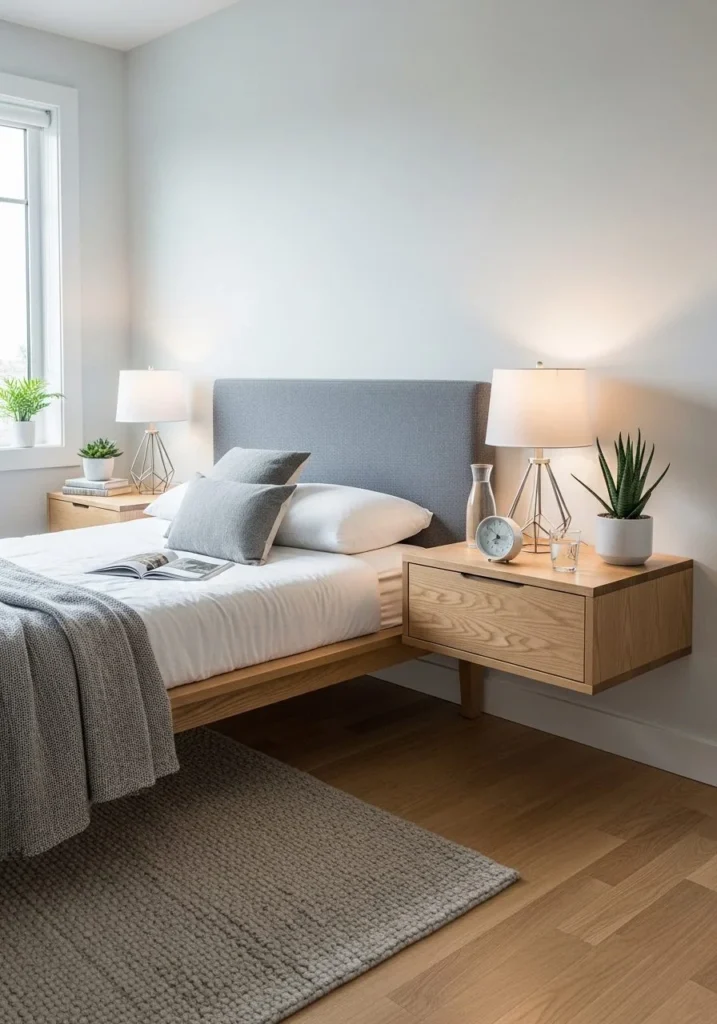 Floating Bedside Tables for Space Saving