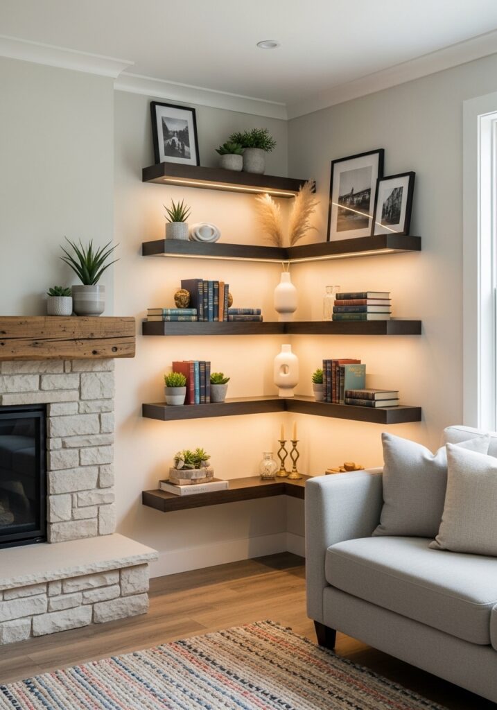 Floating Corner Shelves