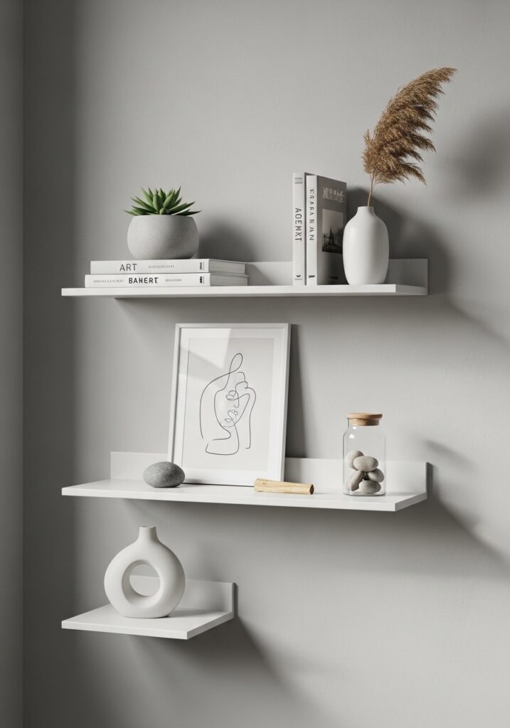Floating Shelves with Minimal Styling