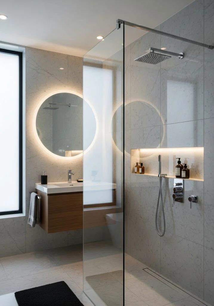 Glass Partition Instead of Curtain