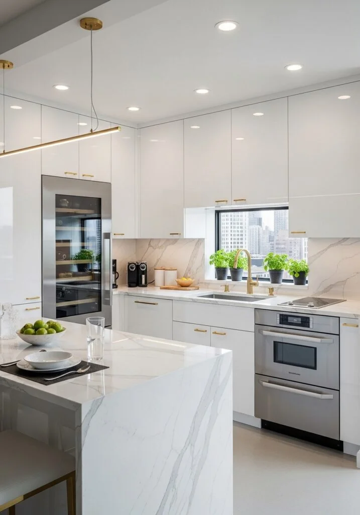 Glossy White Cabinets for a Bright Luxury Feel