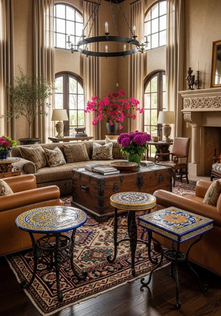 Hand-Painted Ceramic Side Tables Artistic Charm