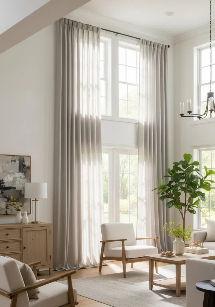 Hang Curtains Higher to Make Ceilings Look Taller