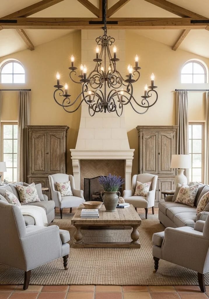 Iron Chandeliers for Elegant French Country Lighting