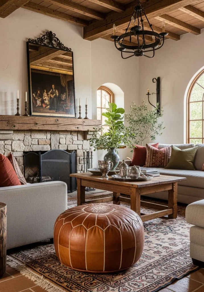 Leather Pouf Flexible Seating Accent