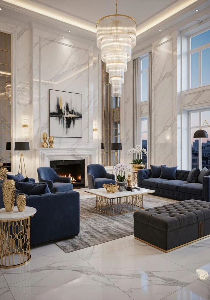 Marble Luxe Living Space
