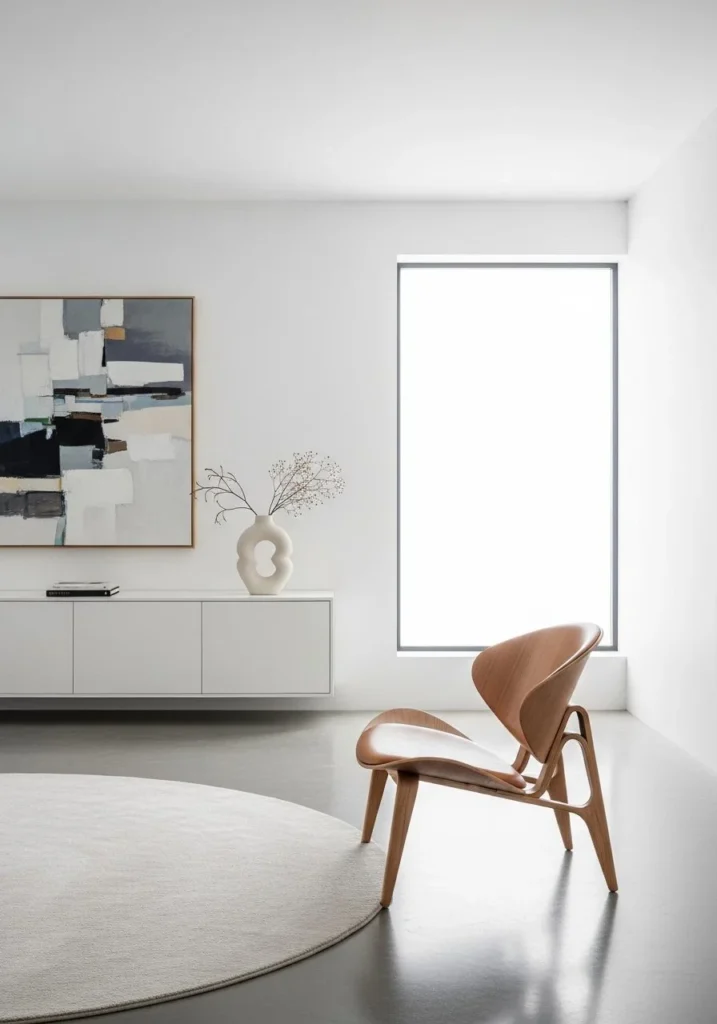 Minimal White Cube Modern Living Room