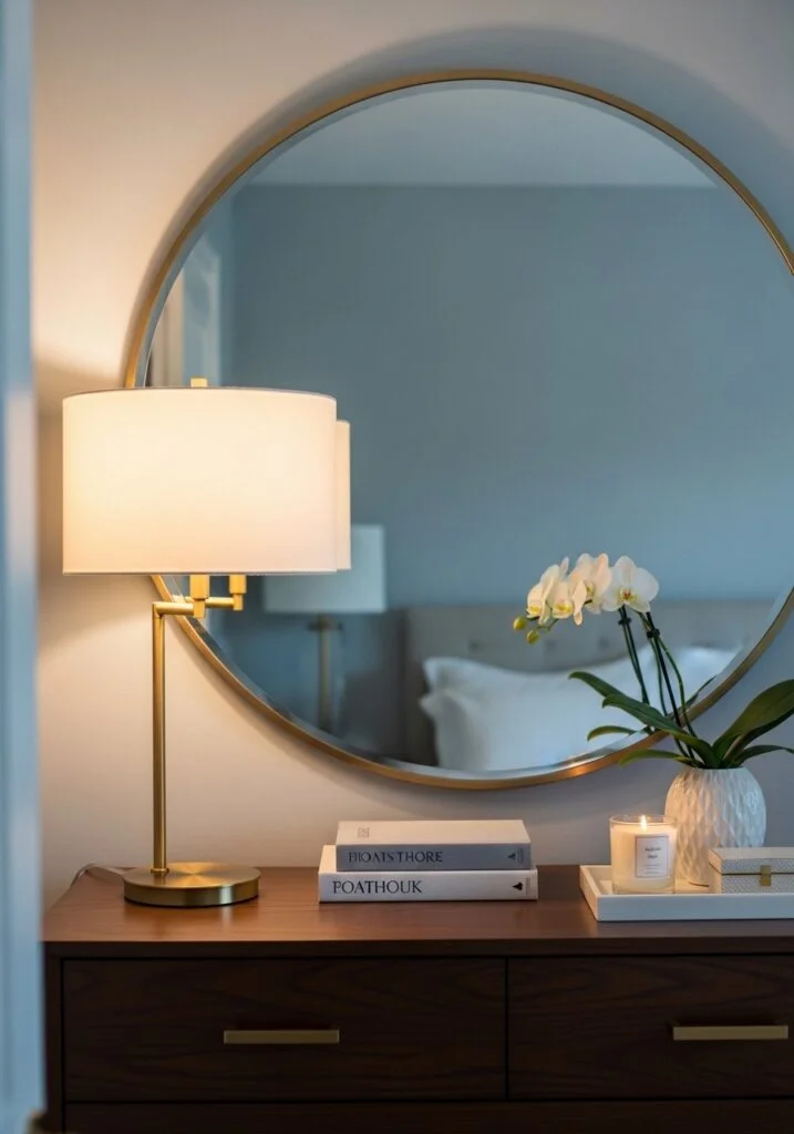 Mirror + Lamp Layering for Luxe Depth