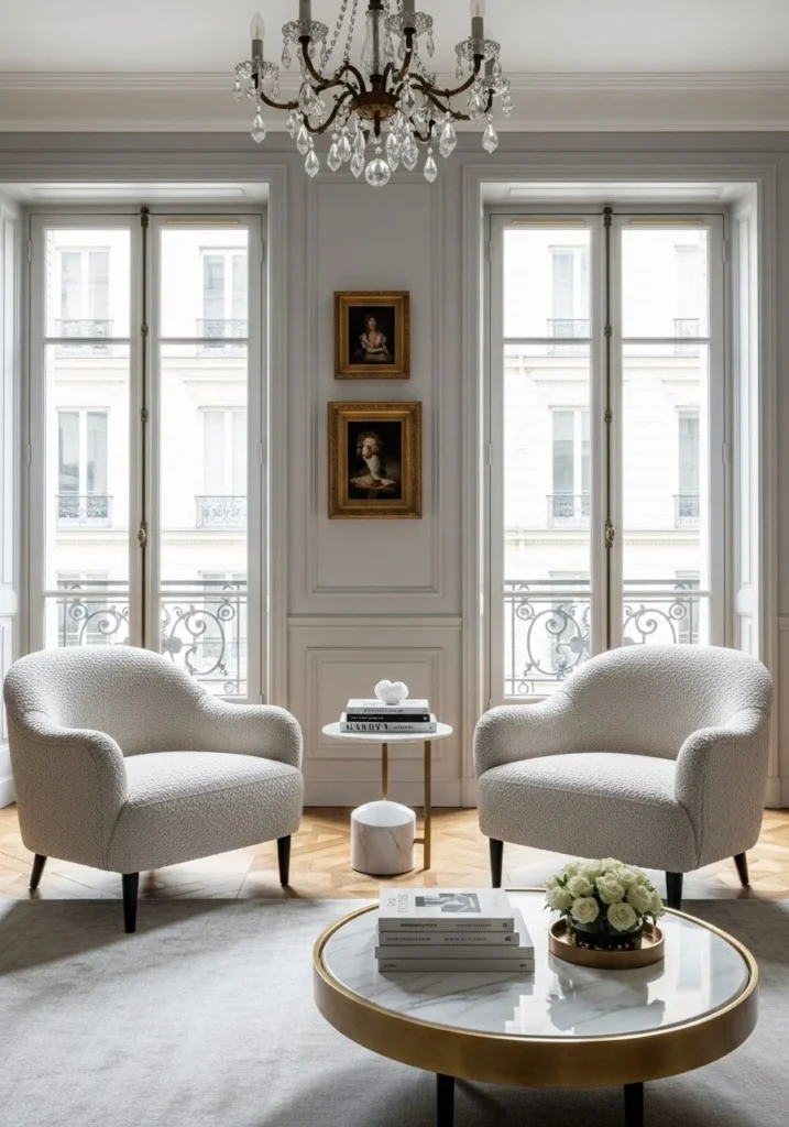 Neutral Bouclé Accent Chairs Soft Texture