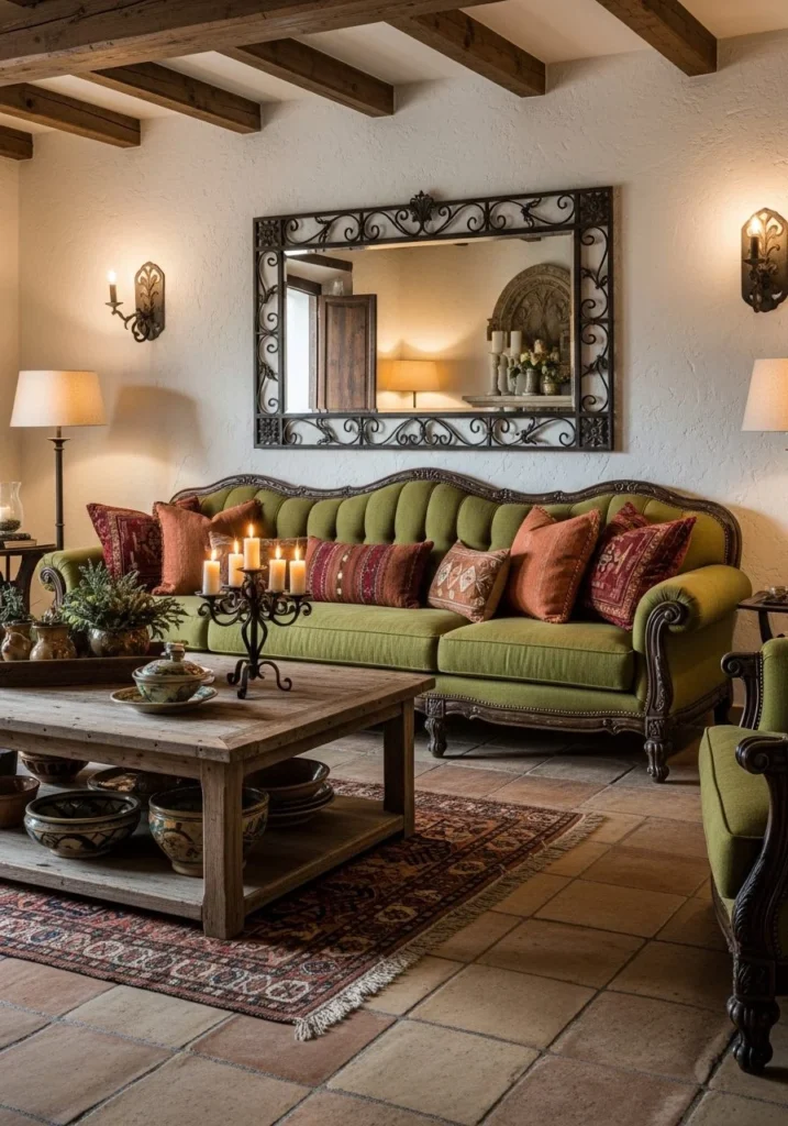 Olive Green Upholstered Spanish Luxury Seating