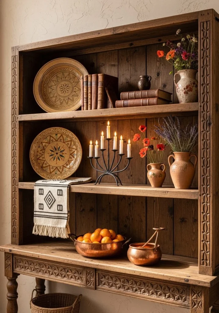 Open Wooden Shelf Display Styling