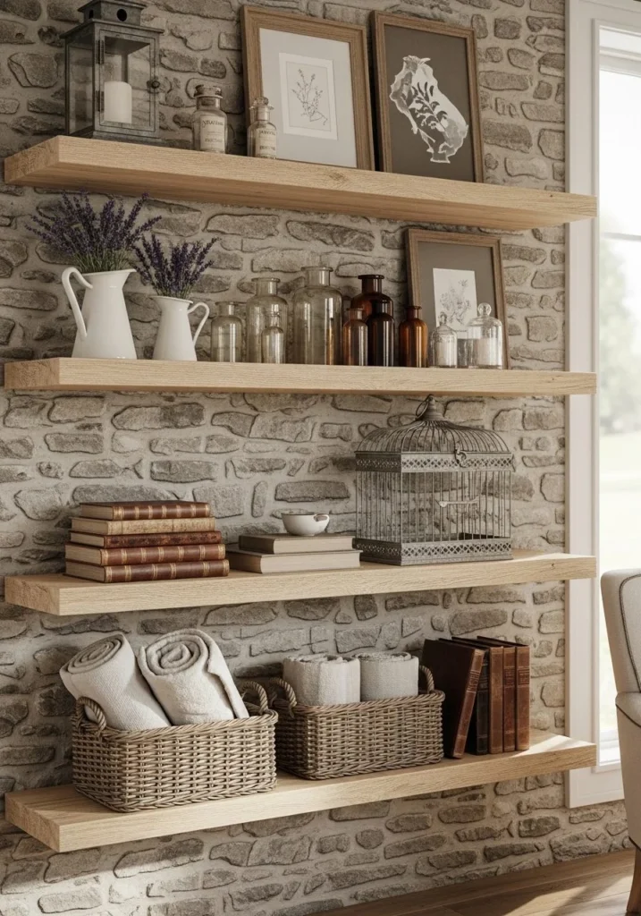 Open Wooden Shelves for Light and Curated Display