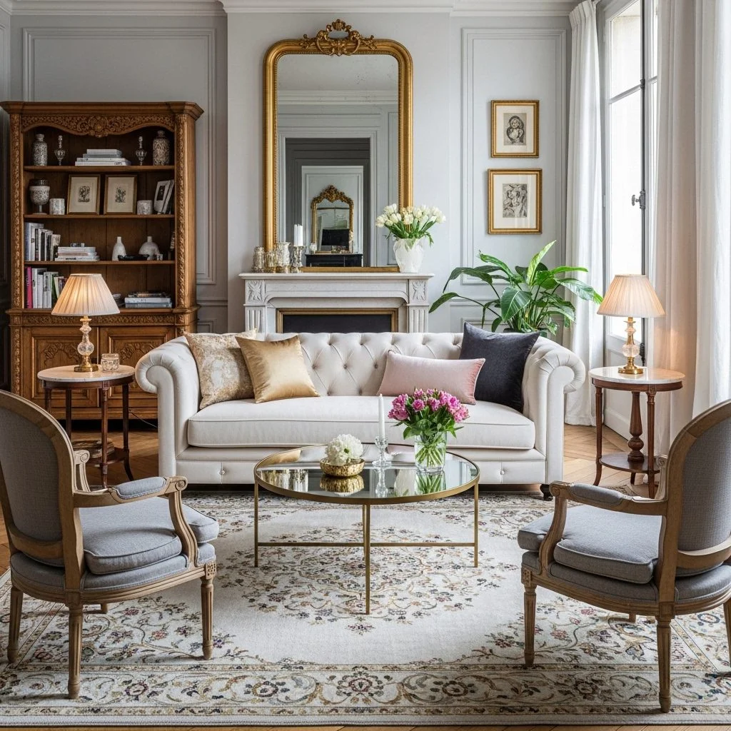 Parisian Living Room Furniture Ideas for Chic Style