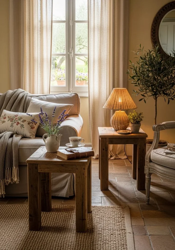 Rustic Wooden Side Tables for Effortless Provence Detail