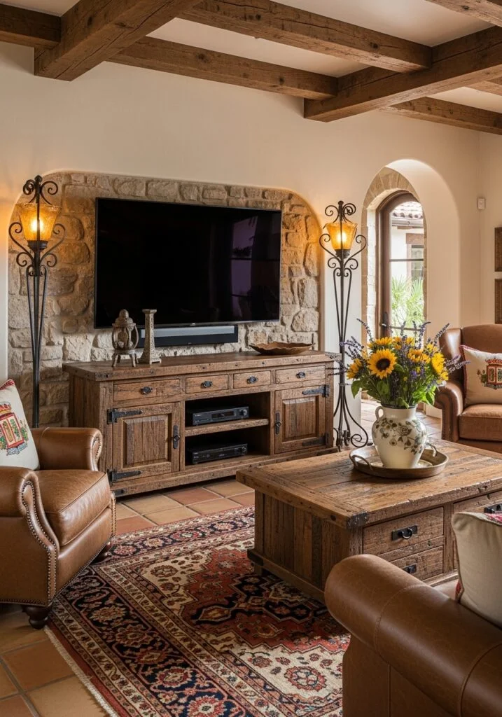 Rustic Wooden TV Console Design