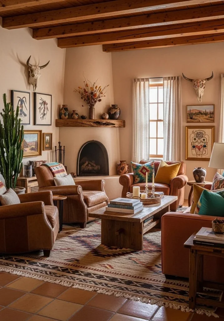 Santa Fe Living Room Furniture Ideas for Warm Desert Style