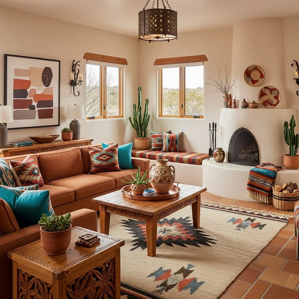 Santa Fe Living Room Furniture Ideas for Warm Desert Style