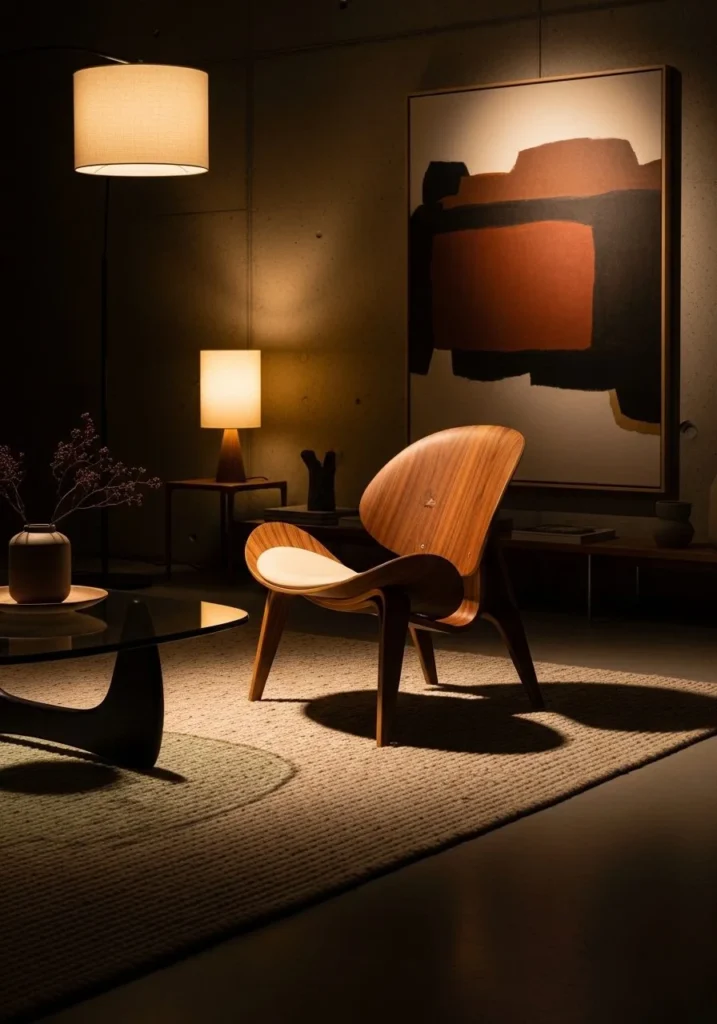 Sculptural Lighting Focus Wegner Chair Setup