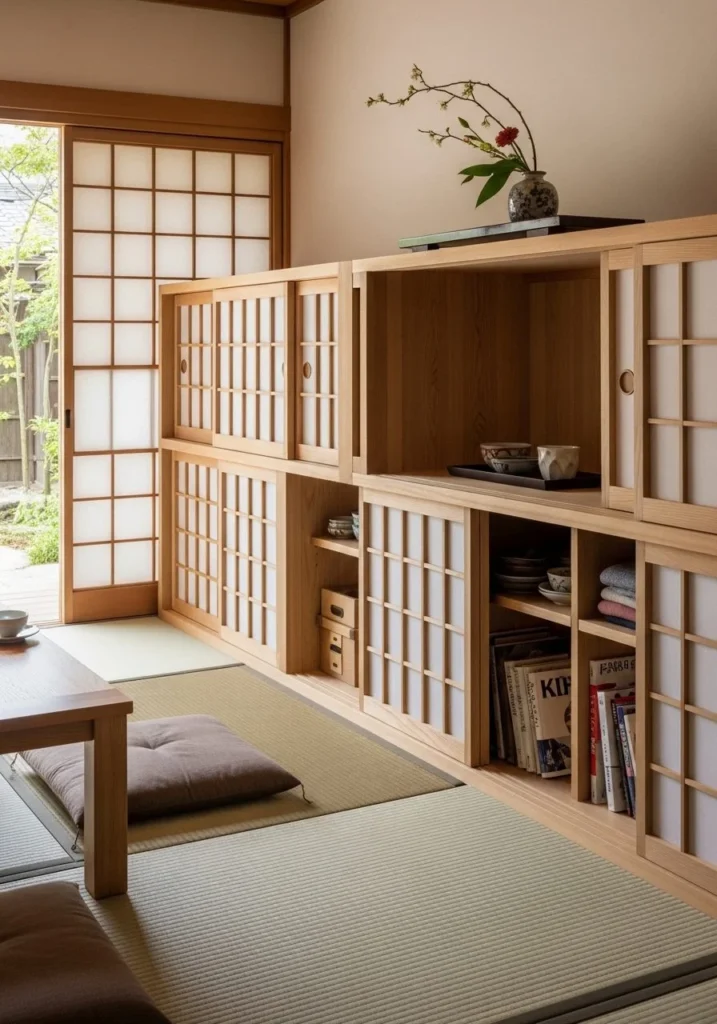 Sliding Wooden Door Cabinet Storage