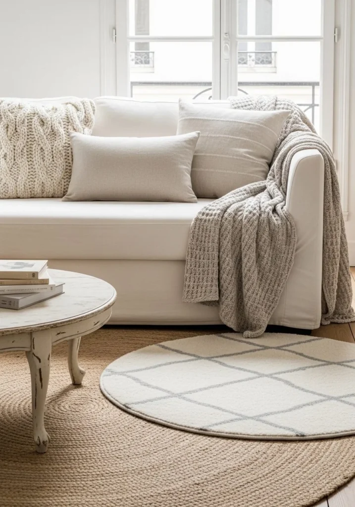Soft Neutral Layered Textiles Look