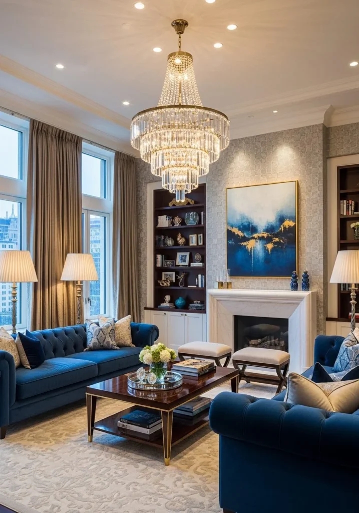 Statement Crystal Chandelier Living Room