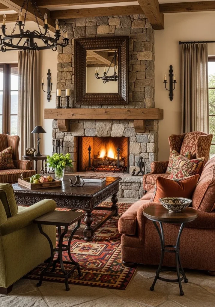 Stone Fireplace Rustic Focal Point