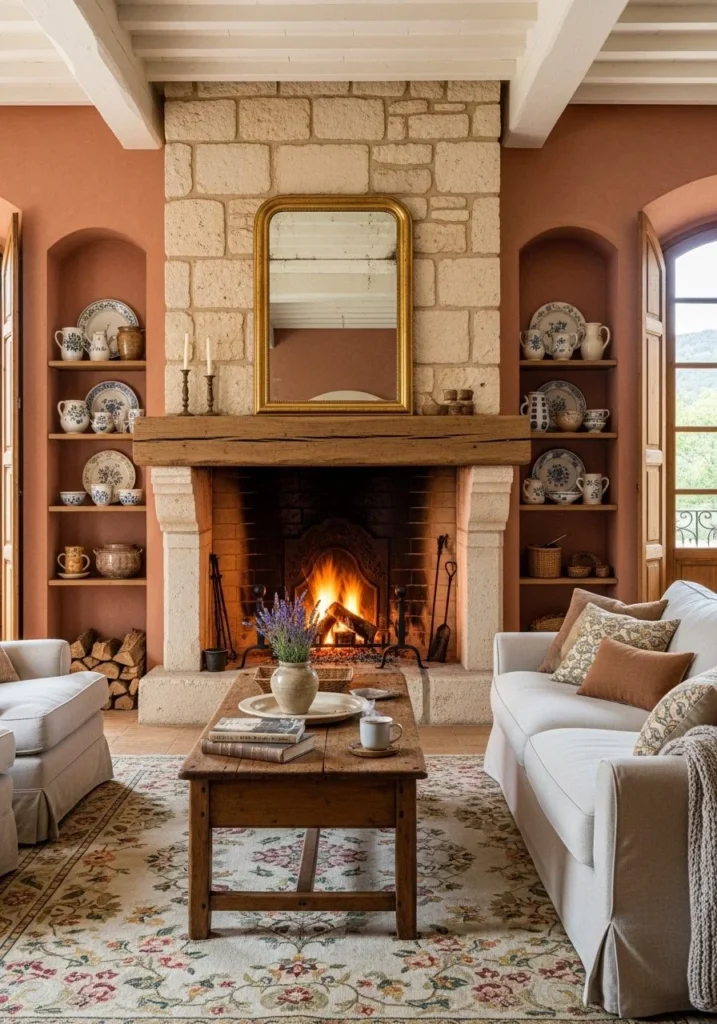Stone Fireplaces for Cozy Rustic French Focal Point