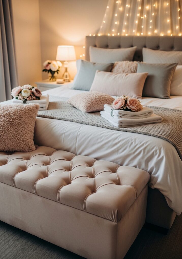 Upholstered Bench at Bed End 