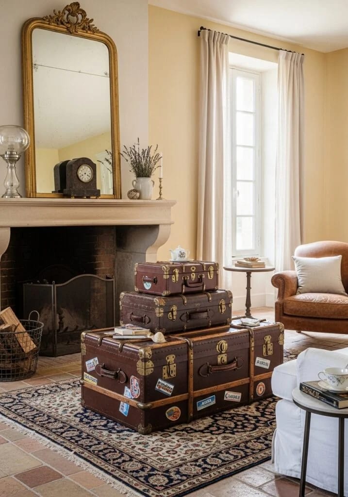 Vintage Trunks as Multi-Functional Rustic Coffee Tables