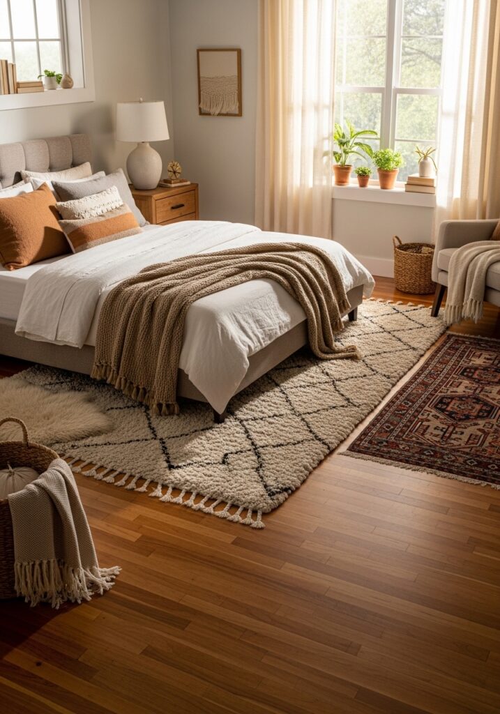 Warm Wood Flooring or Rugs