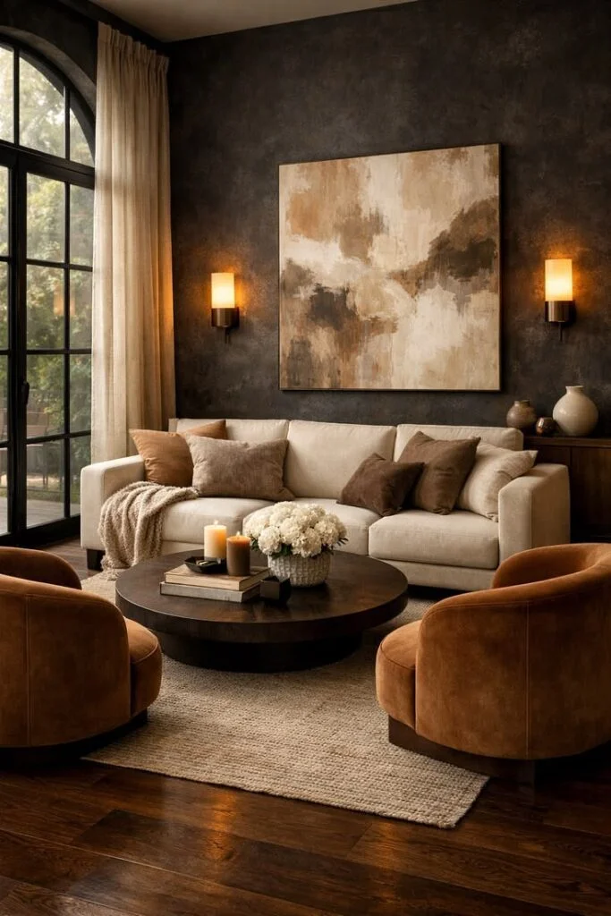 Accent Wall with Subtle Drama Luxury Small Apartment Design Ideas