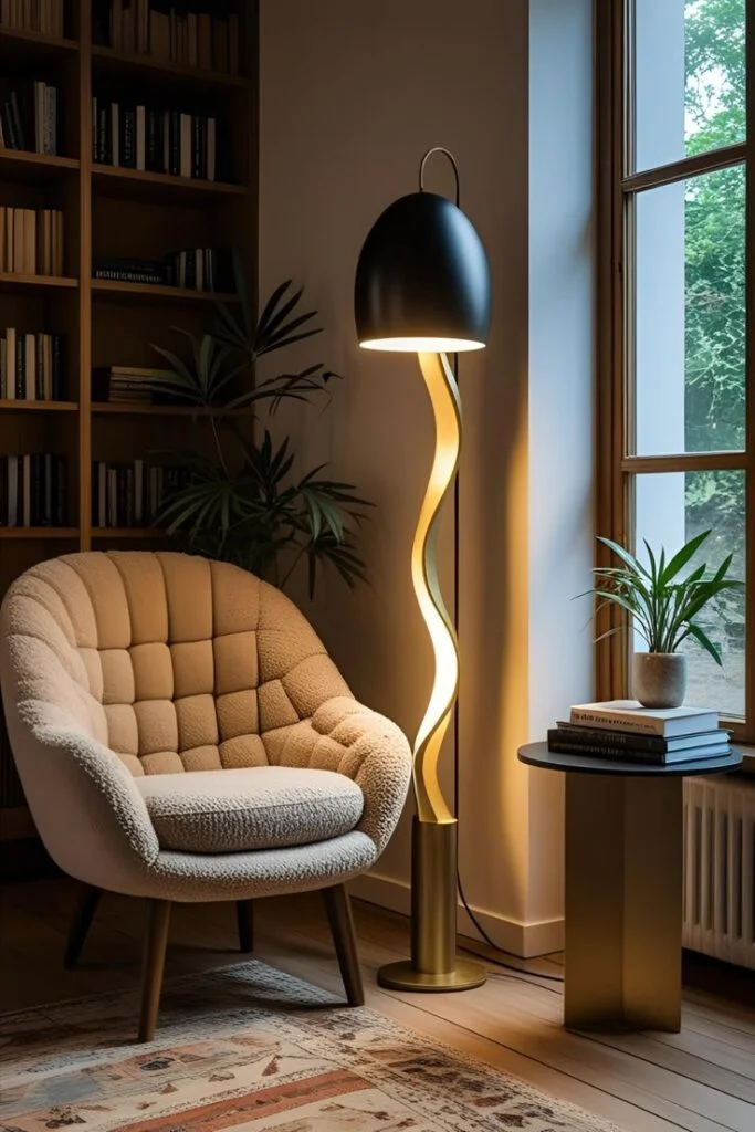 Add Floor Lamps with Sculptural Shapes for Modern Luxury