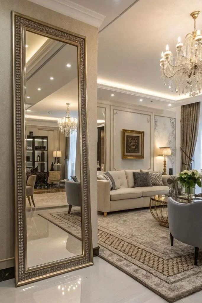 Add a Large Statement Mirror to Reflect Light