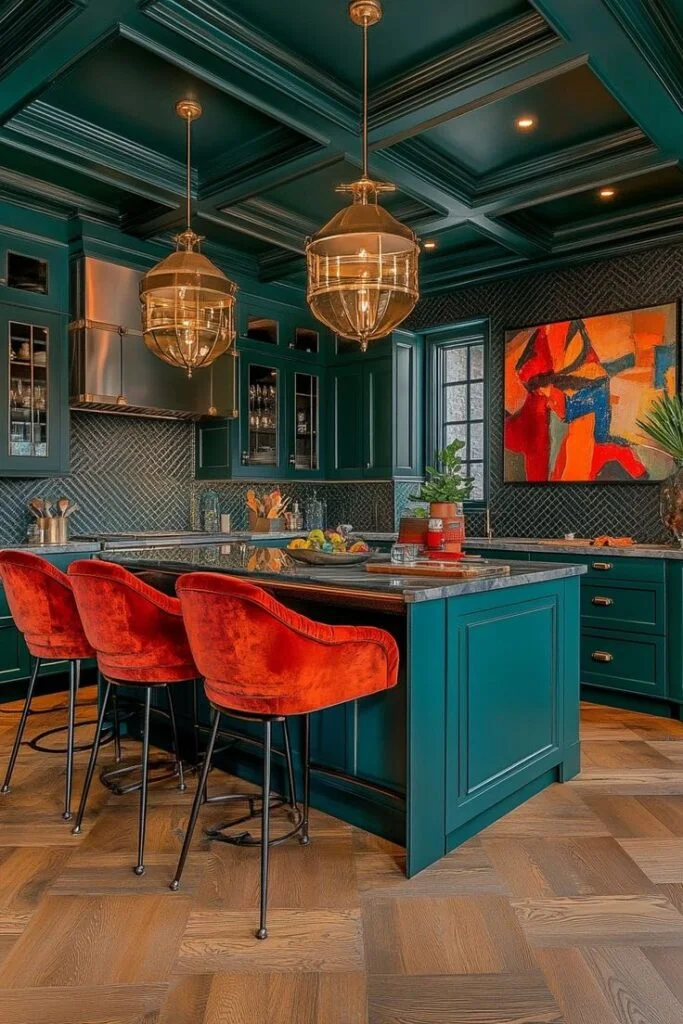 Bold Accent Walls in Kitchens