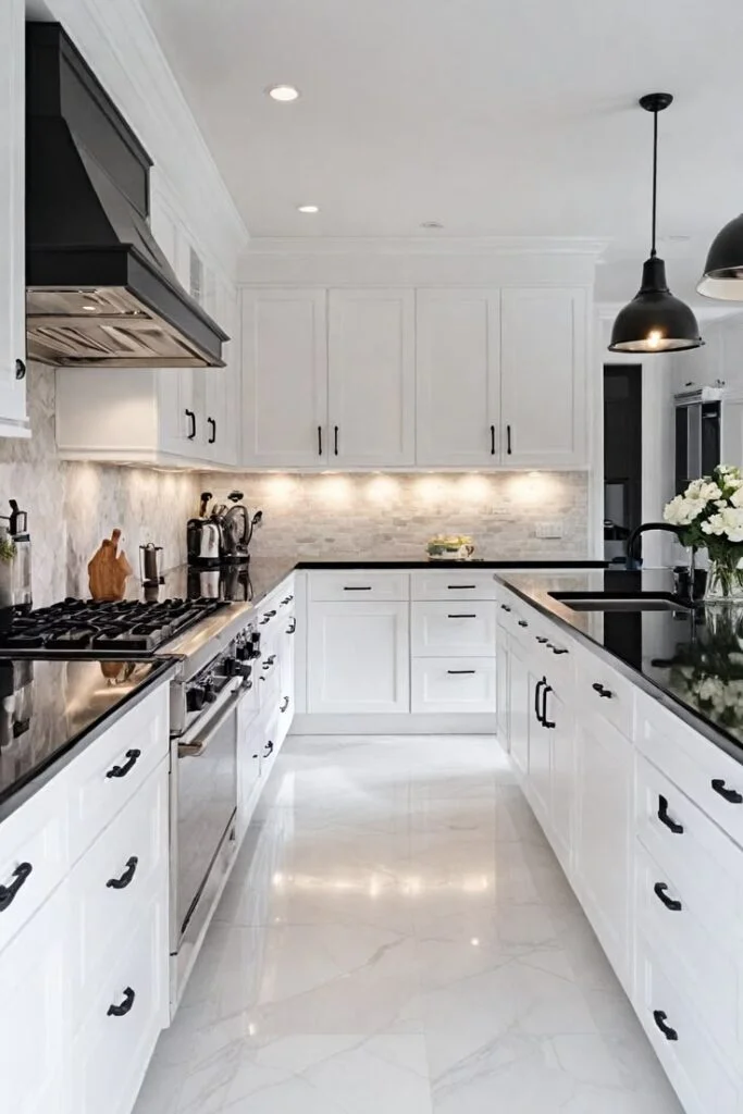 Build a Contemporary White Kitchen With Bold Black Contrast